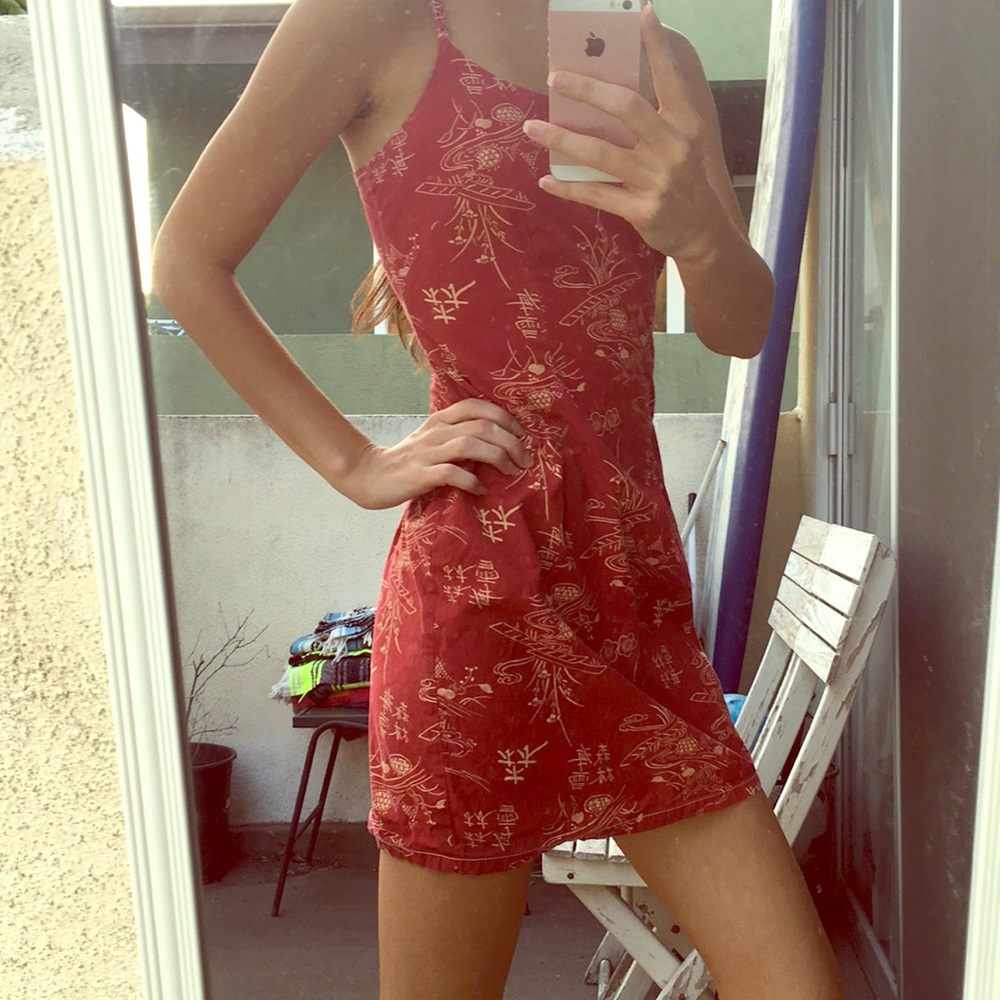 Red/Yellow pattern mini dress